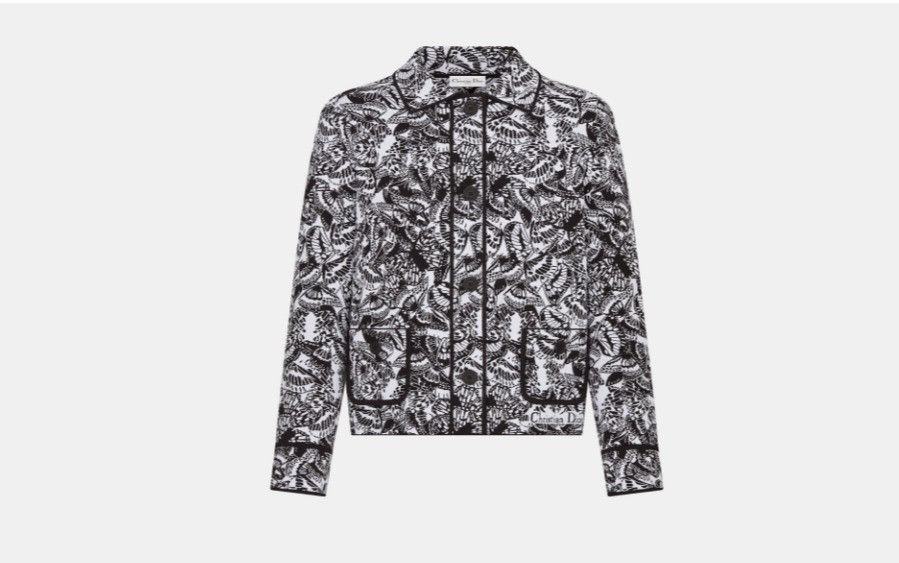 o1w1db10325 414V5 Cropped Jacket in White & Black