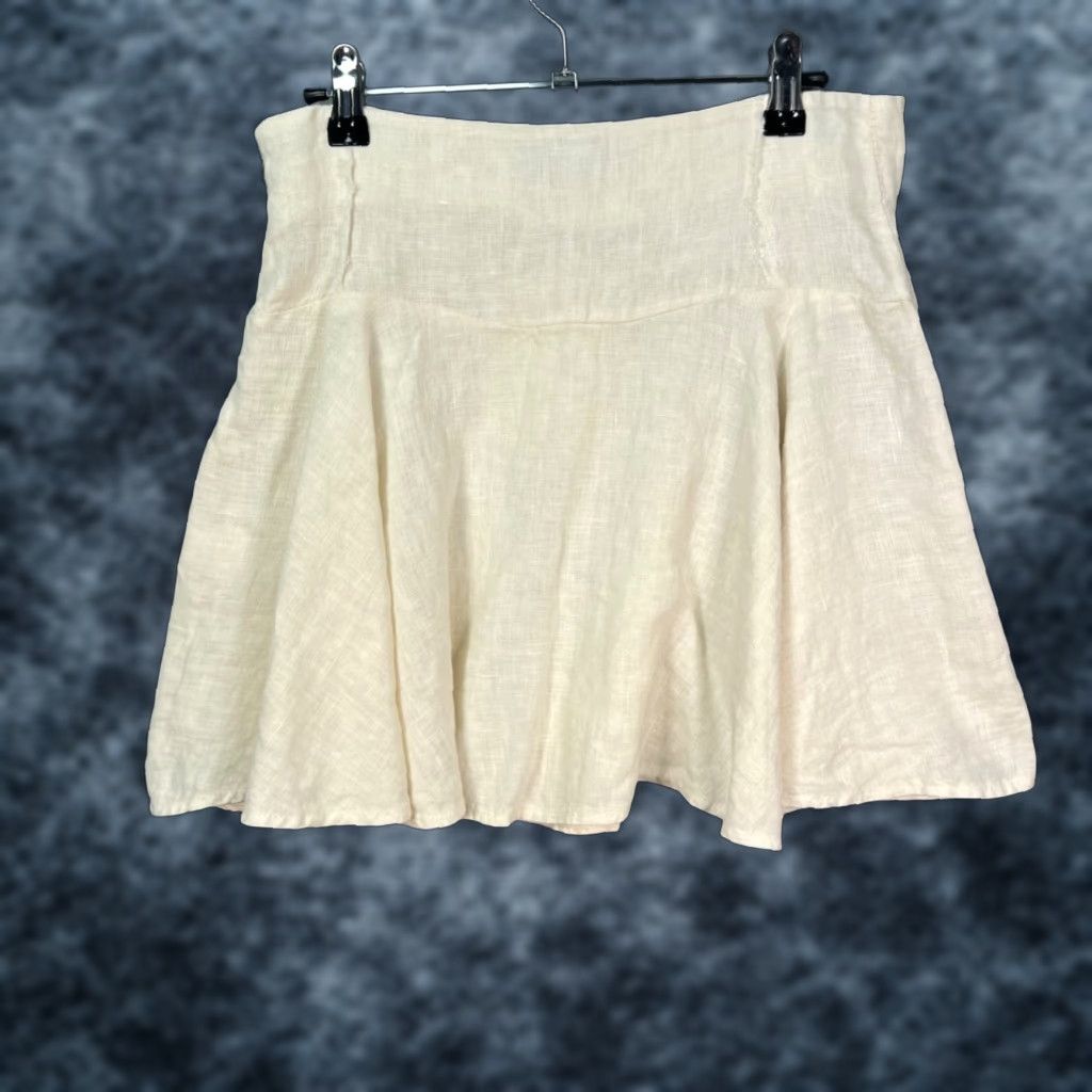 Vintage Côtes Et Lin Womens Small Flared Linen Skirt Ivory Made In Italy Lightweight Casual Summer Linen Skirt Womens S Ivory Flare Size 28" / US 6 / IT 42 - 1 Thumbnail