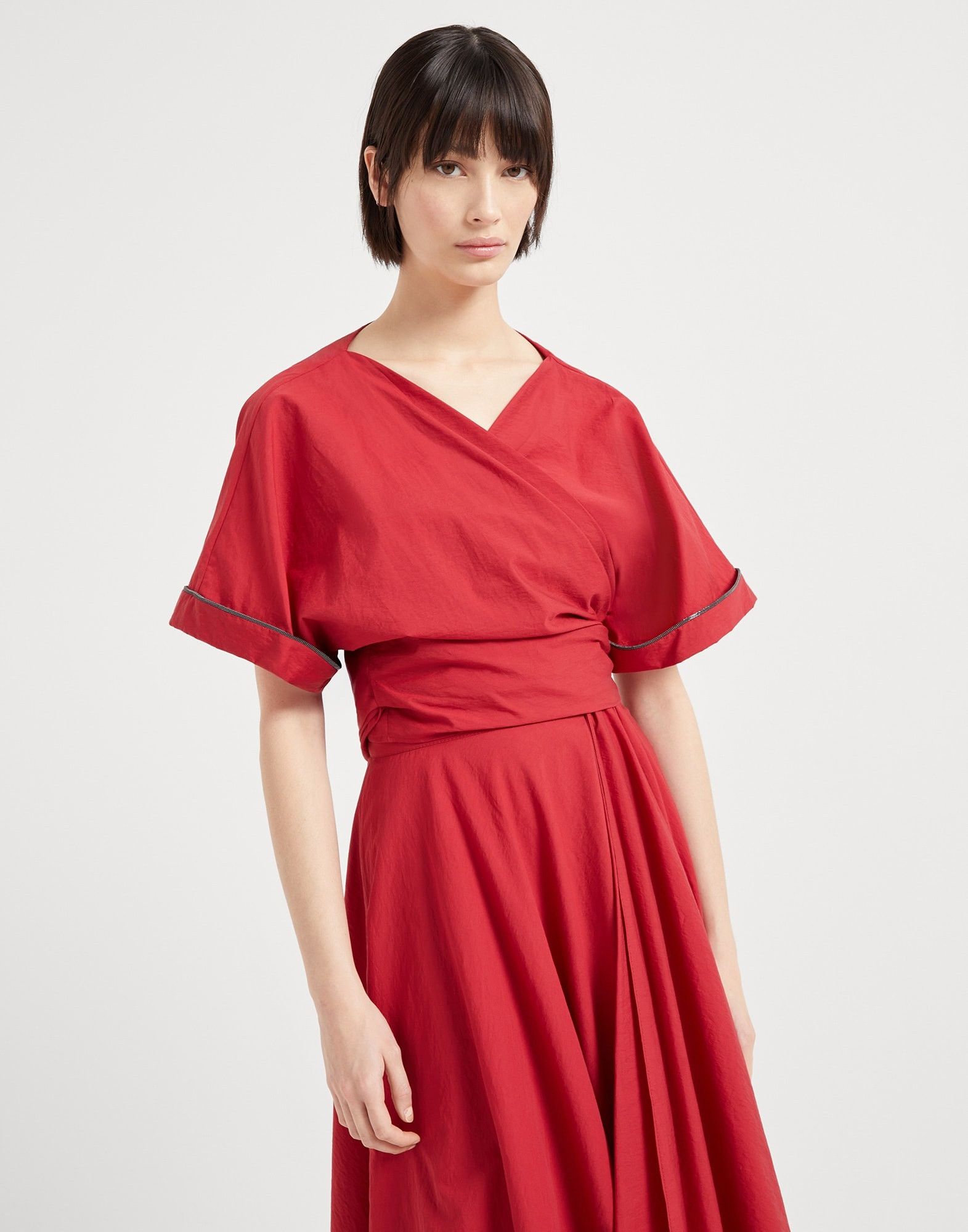 Brunello Cucinelli o1la1rc1a0326 Kimono-Style Top in Red Size XL / US 12-14 / IT 48-50 - 1 Thumbnail