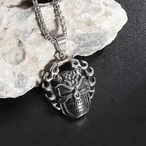 Other Flame Demon Skull Pendant Necklace Size ONE SIZE - 4 Thumbnail