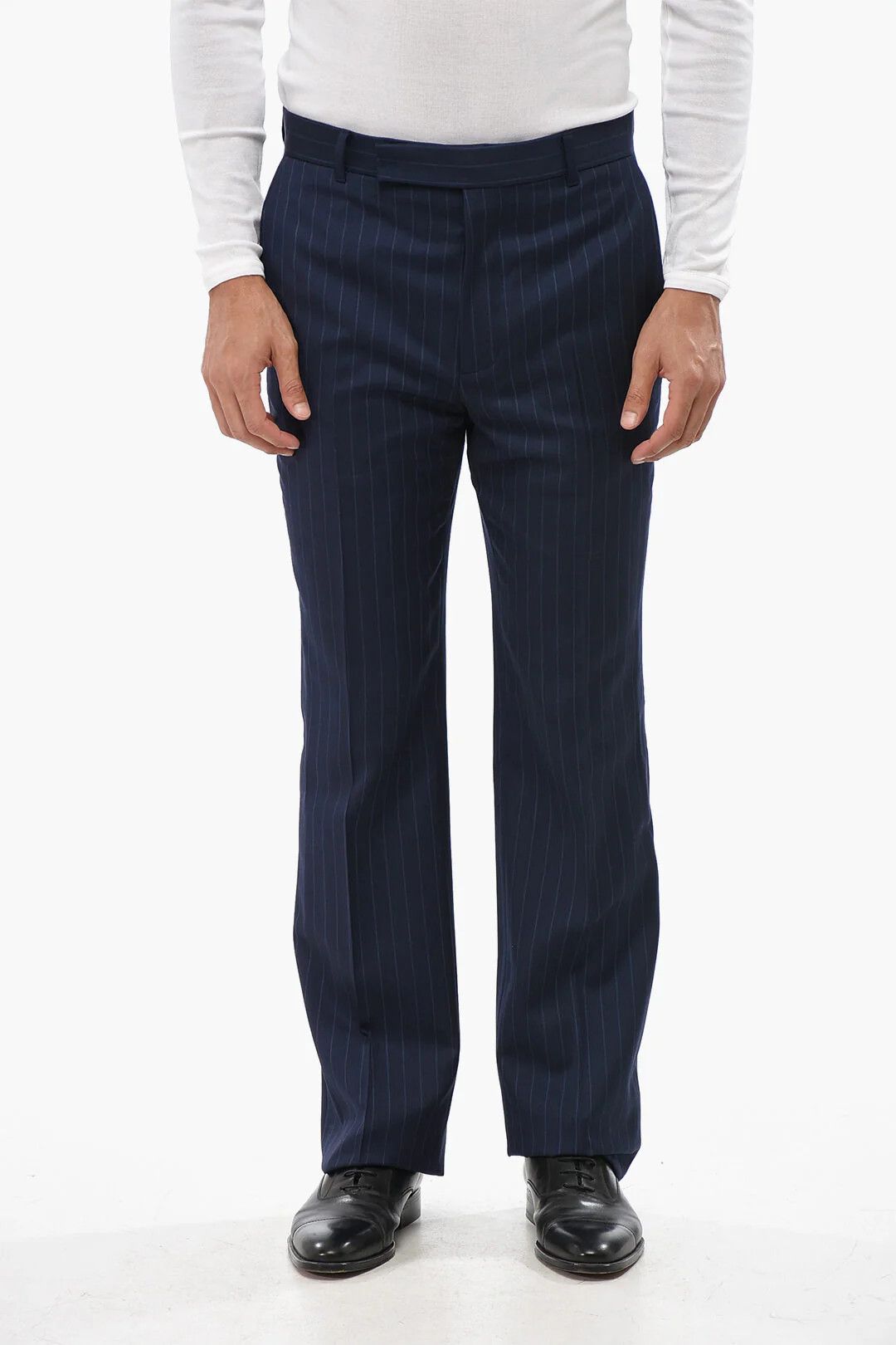Givenchy og1mm0326 Pinstriped Wool Pant in Blue Size US 32 / EU 48 - 1 Thumbnail