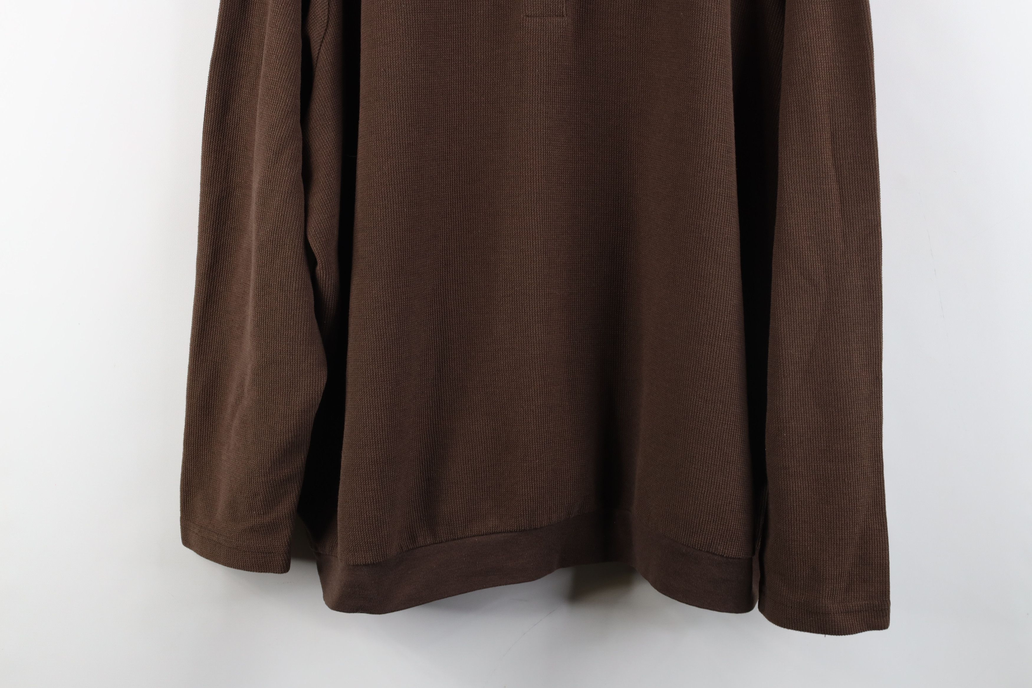 Vintage Vintage 90s Streetwear Blank Thermal Waffle Knit Polo Brown Size 3XL / US 20-22 - 3 Thumbnail