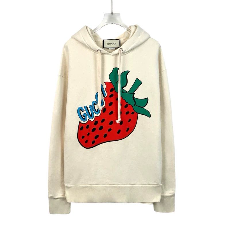 Gucci Gucci Beige strawberry print cotton hooded drawstring long- Size US M / EU 48-50 / 2 - 1 Thumbnail
