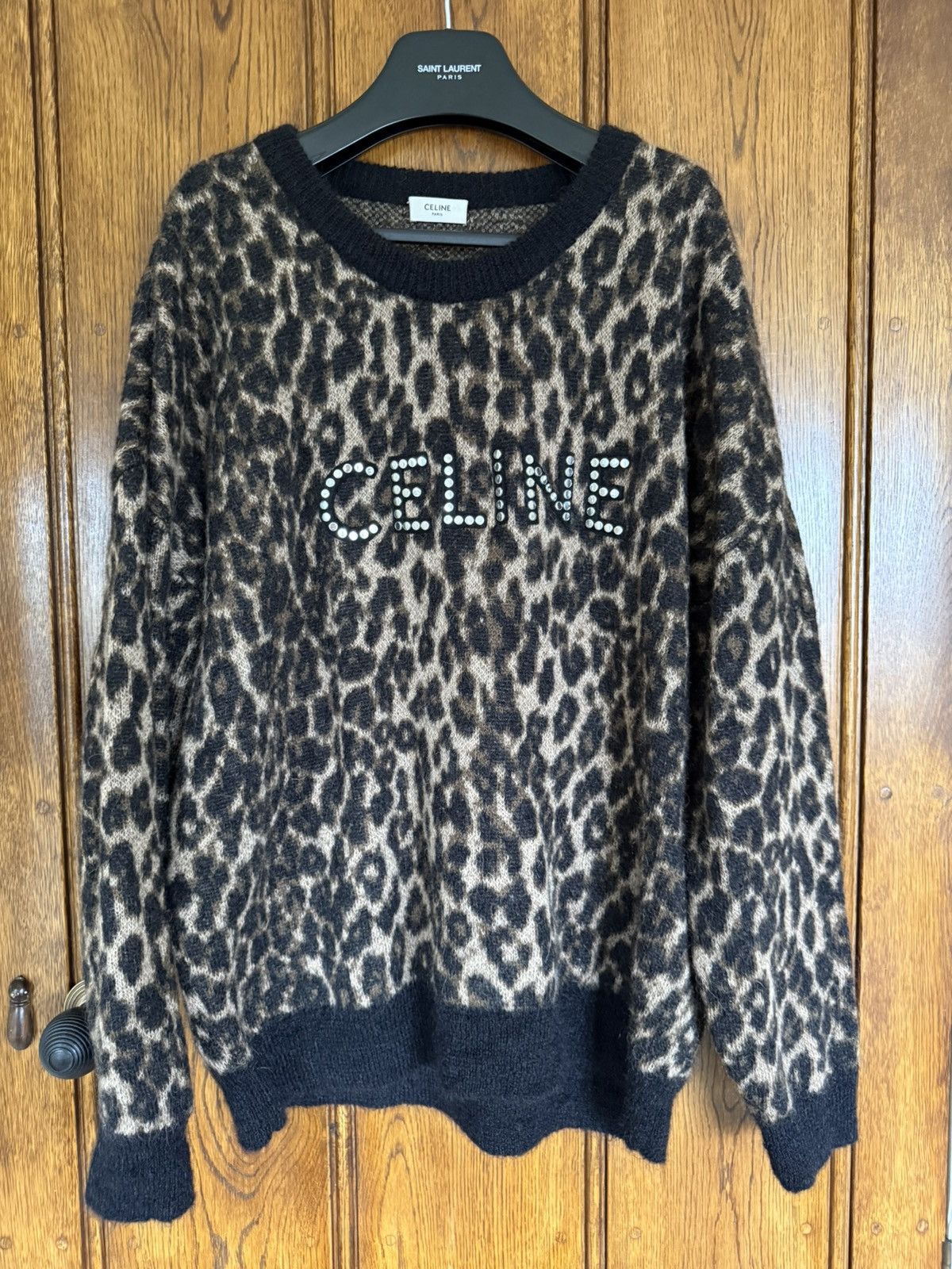 Celine FW22 Celine studded logo sweater Hedi Slimane grail leopard Size US M / EU 48-50 / 2 - 1 Thumbnail