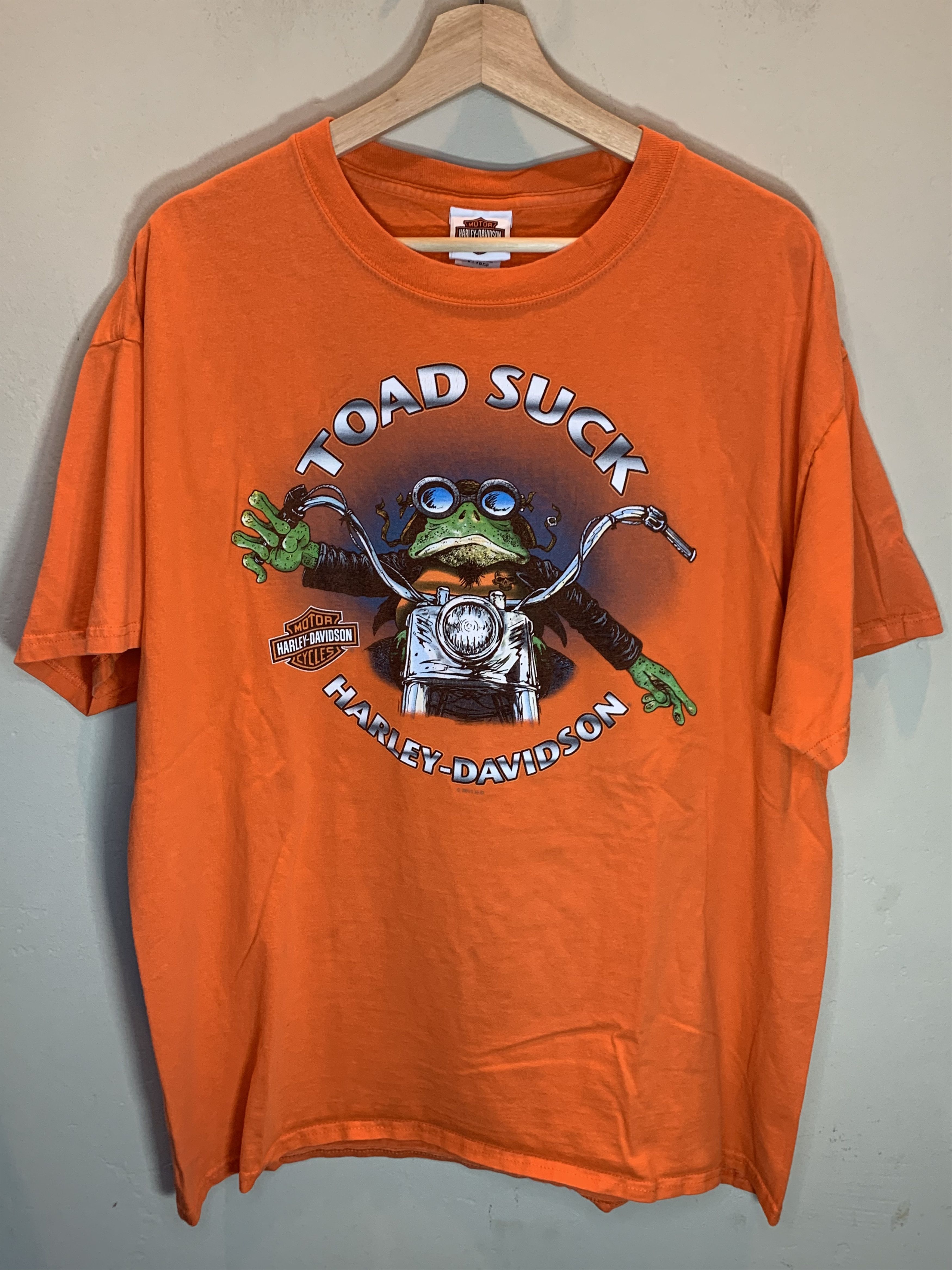 Harley Davidson RARE* Vintage Harley Davidson Toad Suck Frog Biker Art Shirt Size US XL / EU 56 / 4 - 1 Thumbnail