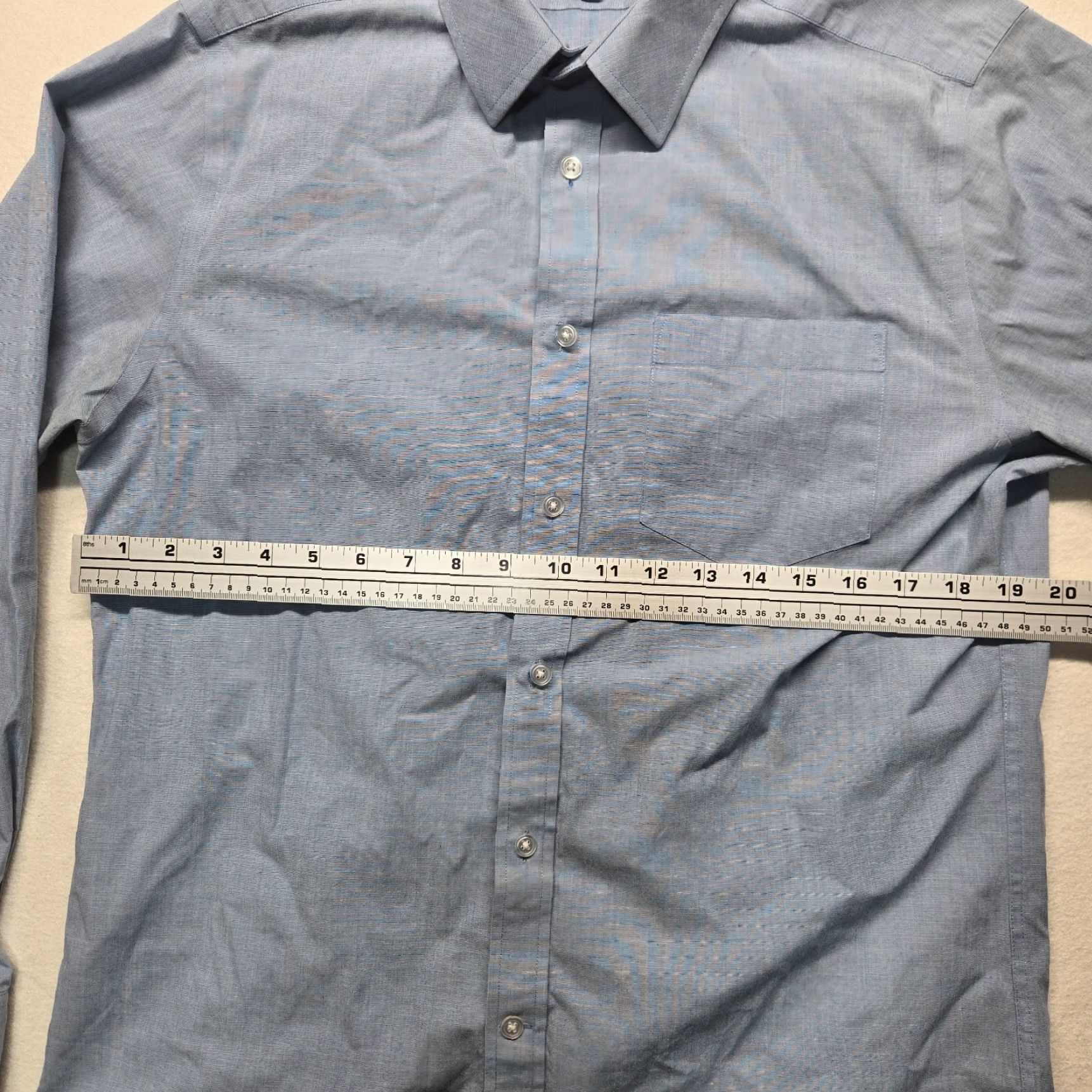 George VINTAGE? No. George Shirt Adult Men M Blue Long Sleeve Button-Up 38-40 Cotton Polyester Casual Classic, Easy Care Mens Size US M / EU 48-50 / 2 - 4 Thumbnail