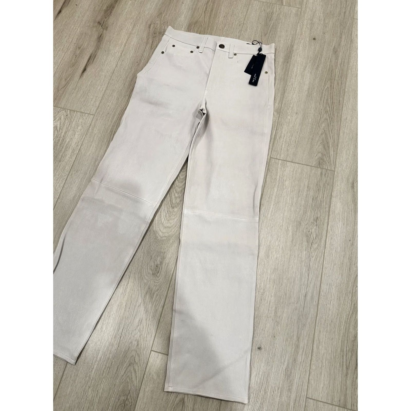 Rag & Bone NWT rag & bone Trousers Stone Leather Mid Rise Straight W28 Women Regular Size 28 Boys? Size 28" / US 6 / IT 42 - 2 Thumbnail