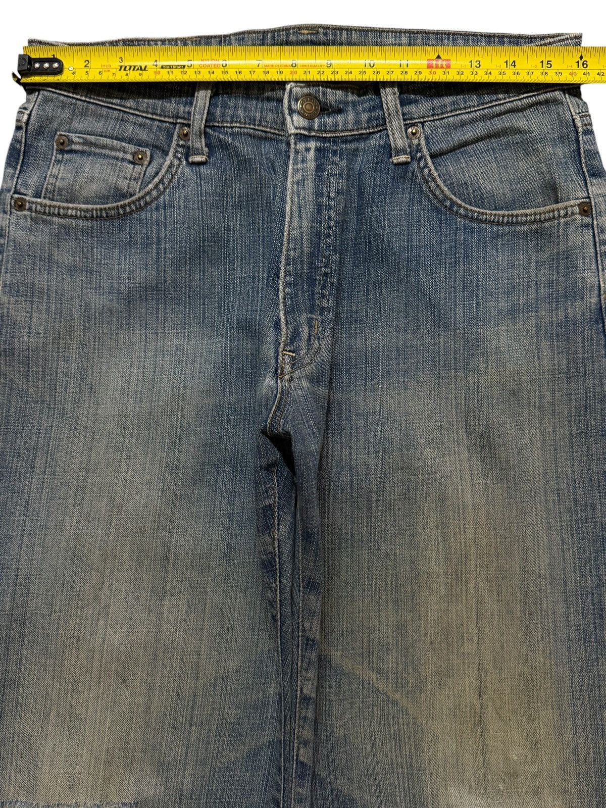 Edwin Vintage 90s Edwin 404 Mud Wash Faded Distress Wide Leg Jeans Size US 31 - 9 Thumbnail
