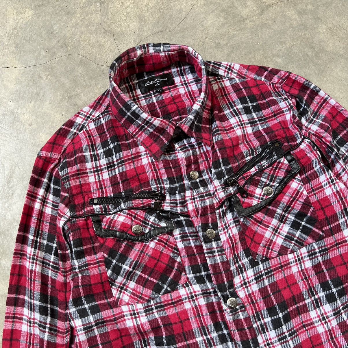 Hysteric Glamour 2000s In the attic homme Leather Zip flannel Shirt Size US L / EU 52-54 / 3 - 2 Thumbnail
