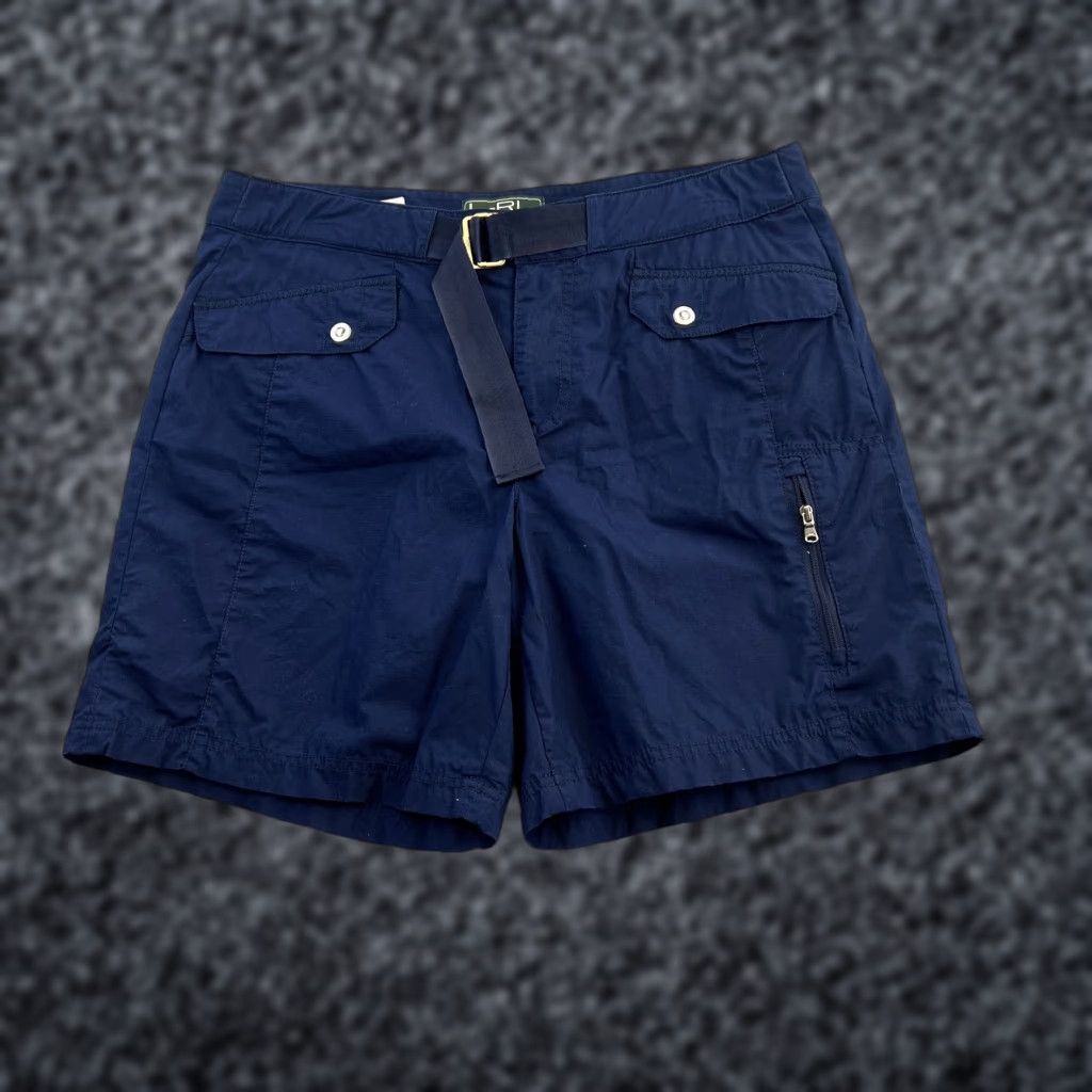 Ralph Lauren Lauren Ralph Lauren Shorts Womens 10 Belted Utility Cargo Pockets Navy Blue 100% Cotton Canvas Outdoor Casual Activewear Travel Mens Womens Girls Boys Size 32" / US 10 / IT 46 - 1 Thumbnail