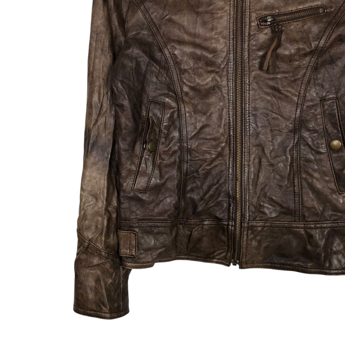 Japanese Brand 🔥CROPPED BIKER LEATHER JACKET BACK NUMBER ISSEY MIYAKE Size US M / EU 48-50 / 2 - 6 Thumbnail