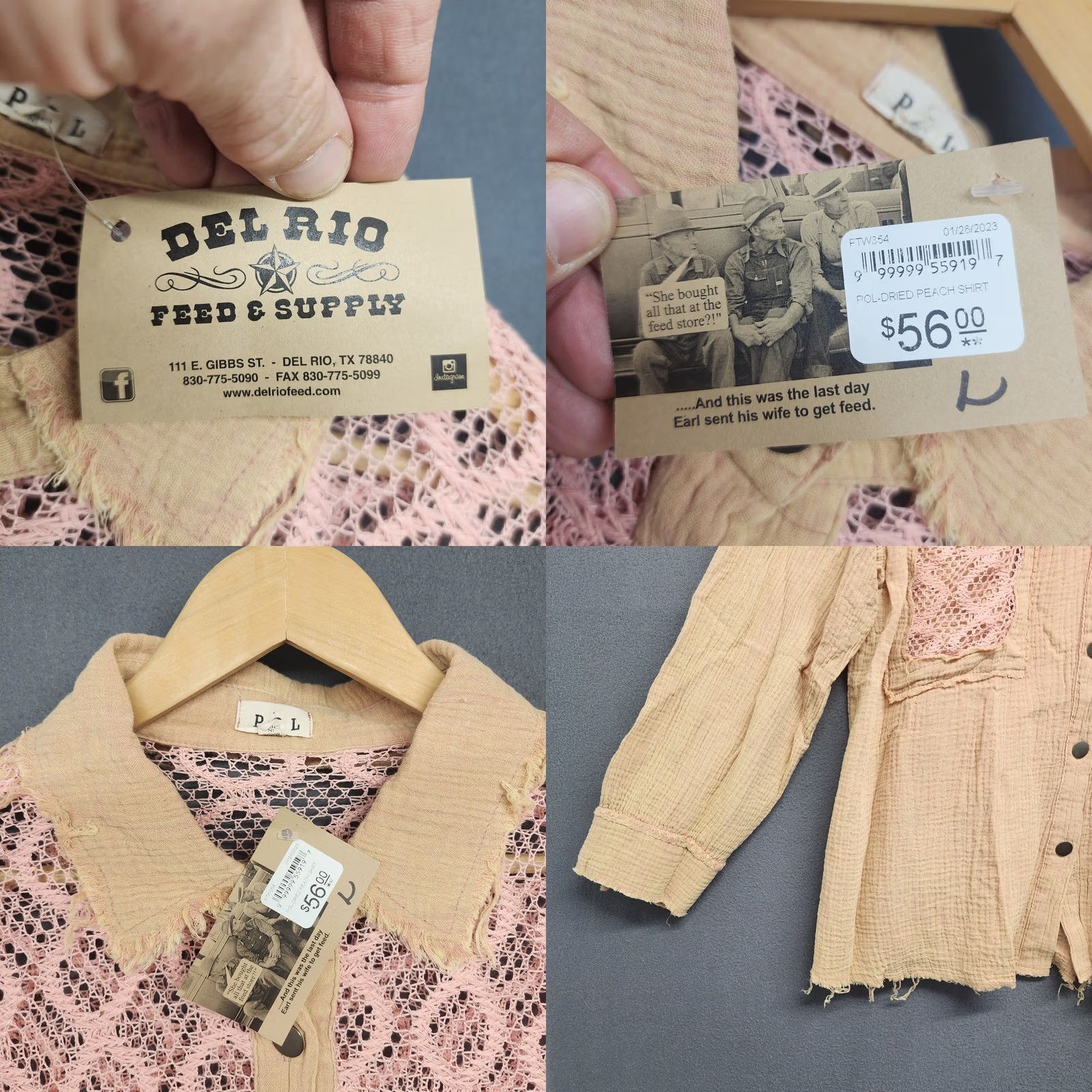 Vintage VINTAGE POL Top Womens Large Dried Peach Shirt Long Sleeve Button Up Pockets Lace Blouse Size L / US 10 / IT 46 - 8 Thumbnail