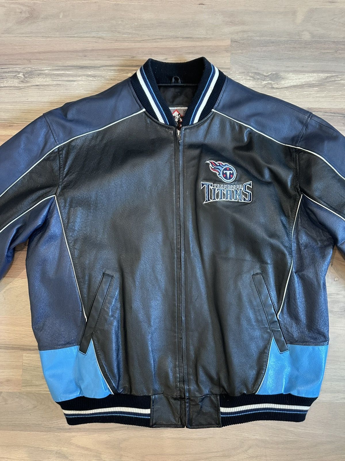 NFL Vintage Tennessee Titans Leather Patch Bomber Jacket XL Size US XL / EU 56 / 4 - 1 Thumbnail
