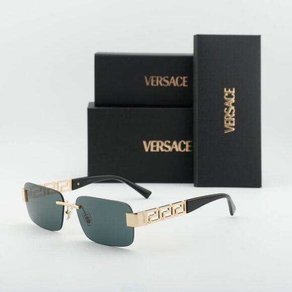 Versace Versace VE2298 100287 Sunglasses Gold Rectangle Frame Size ONE SIZE - 9 Thumbnail