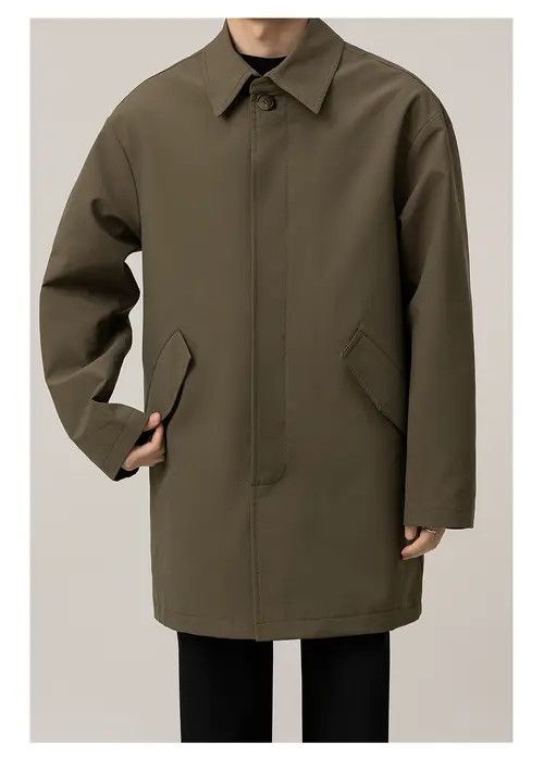 VIBE Classic Khaki Coat - Minimalist Style Size US L / EU 52-54 / 3 - 3 Thumbnail