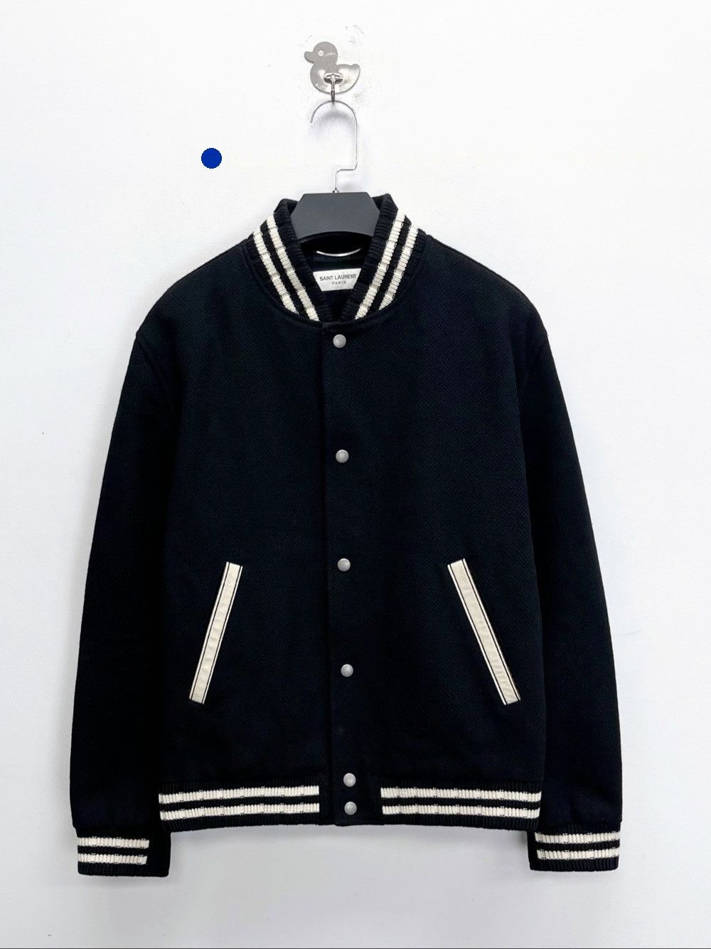 Saint Laurent Paris Varsity Style Wool Bomber Jacket Size US L / EU 52-54 / 3 - 1 Thumbnail