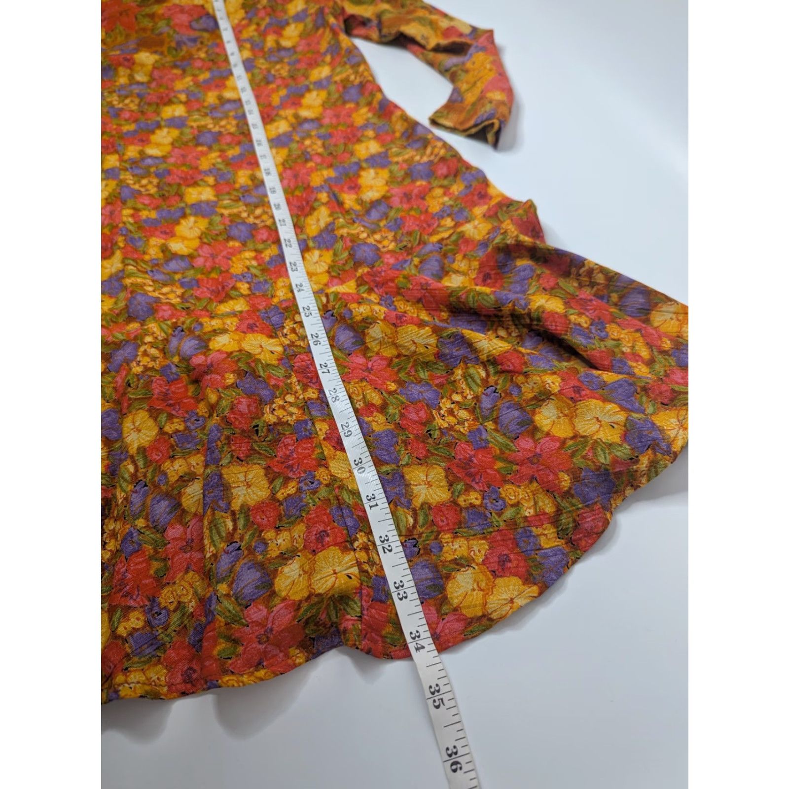 Vintage VINTAGE Carole Little Dress Women’s 2 Orange Floral Lightweight Rayon Gauze Boho Dress Size XS / US 0-2 / IT 36-38 - 4 Thumbnail