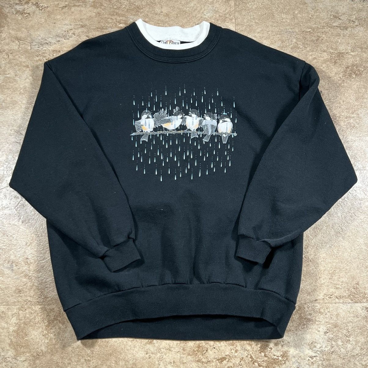 Vintage Vintage Granny Rain Birds Nature Art Crewneck Sweatshirt Size XXL / US 16-18 / IT 52-54 - 1 Thumbnail