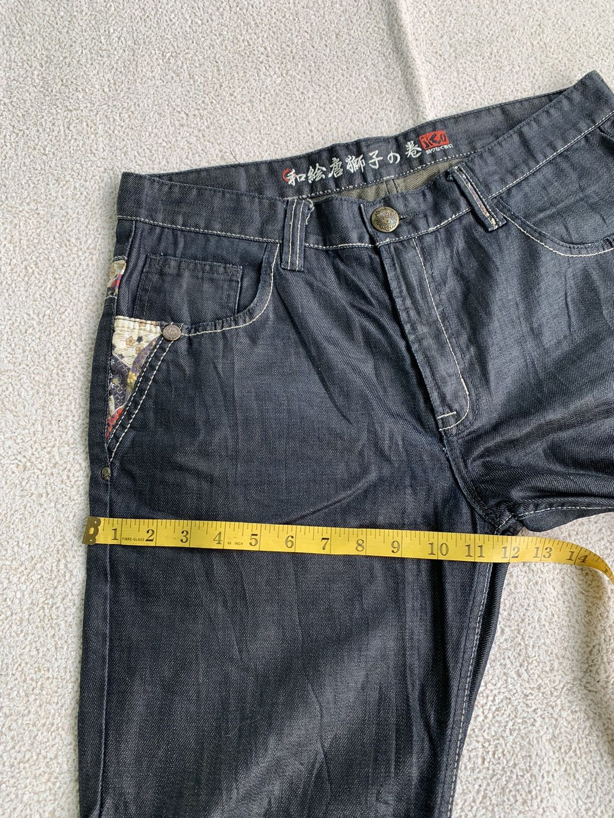 Japanese Brand × Vintage Vtg 00s japanese Zizo Bosatsu embroidered Art Denim Pants Size US 34 / EU 50 - 17 Thumbnail