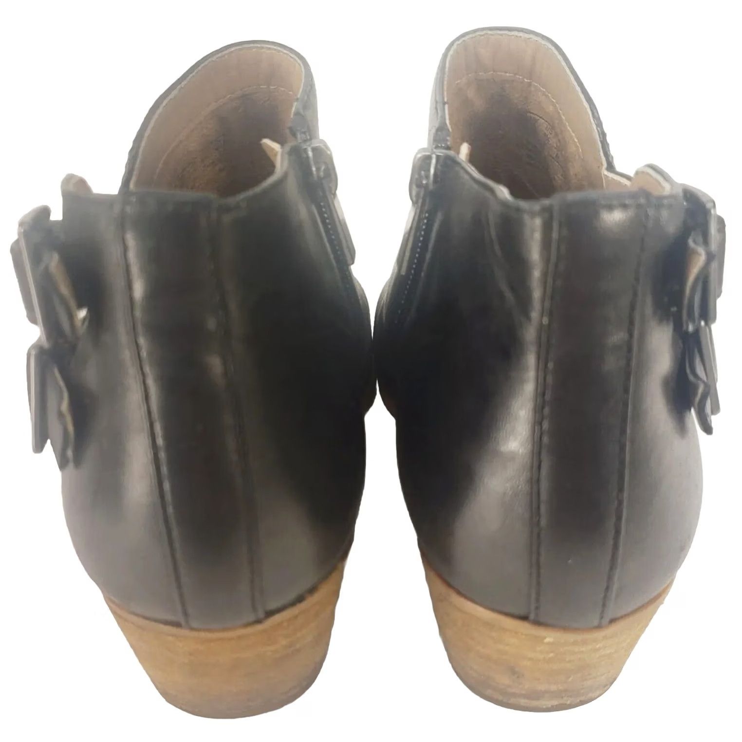 Clarks Clarks Collection Black Leather Ankle Booties Women's 8.5M Almond Toe Side Zip Straps 20701 Size US 9 / IT 39 - 6 Thumbnail