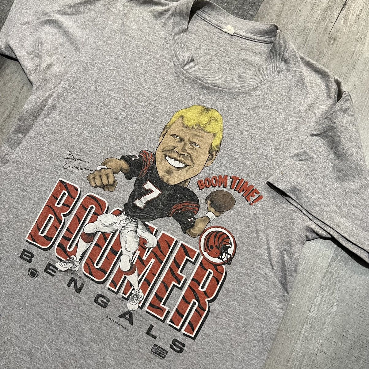 NFL × Vintage VTG Boomer Esiason 1980s Bengals Grey Caricature NFL T Shirt Size US L / EU 52-54 / 3 - 2 Thumbnail