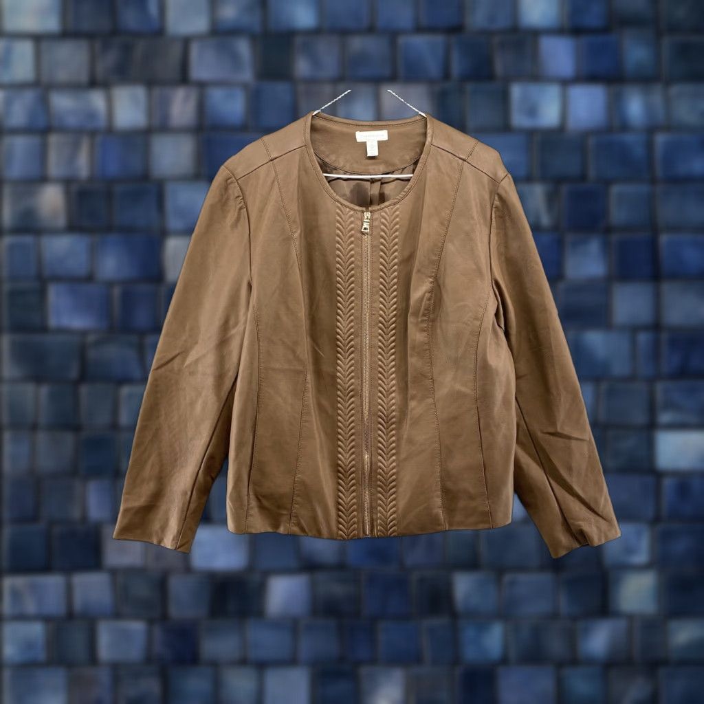 Charter Club Charter Club Women’s Brown Faux Leather Full Zip Core Jacket XL Adult Womens Size XL / US 12-14 / IT 48-50 - 1 Thumbnail