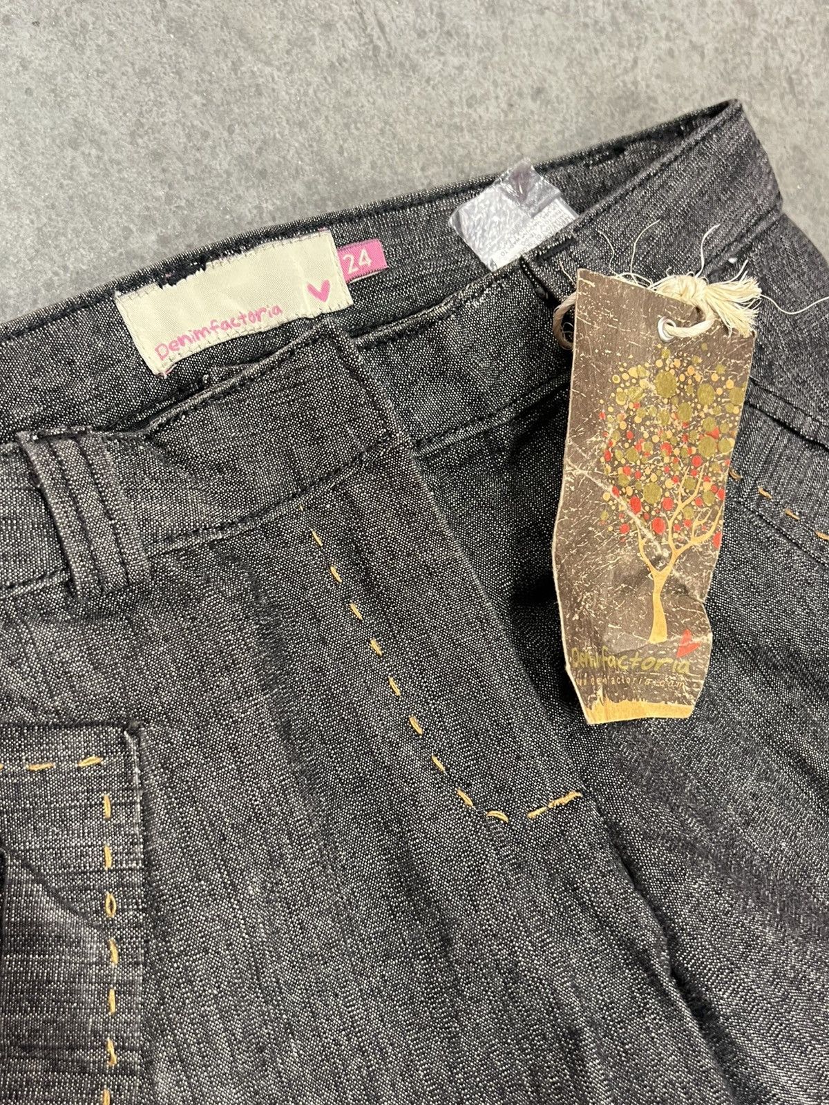 Vintage Y2K 2000's VTG Vintage Denim Factoria Retro Emo Black Jeans Size 24" / US 00 / IT 34 - 10 Thumbnail