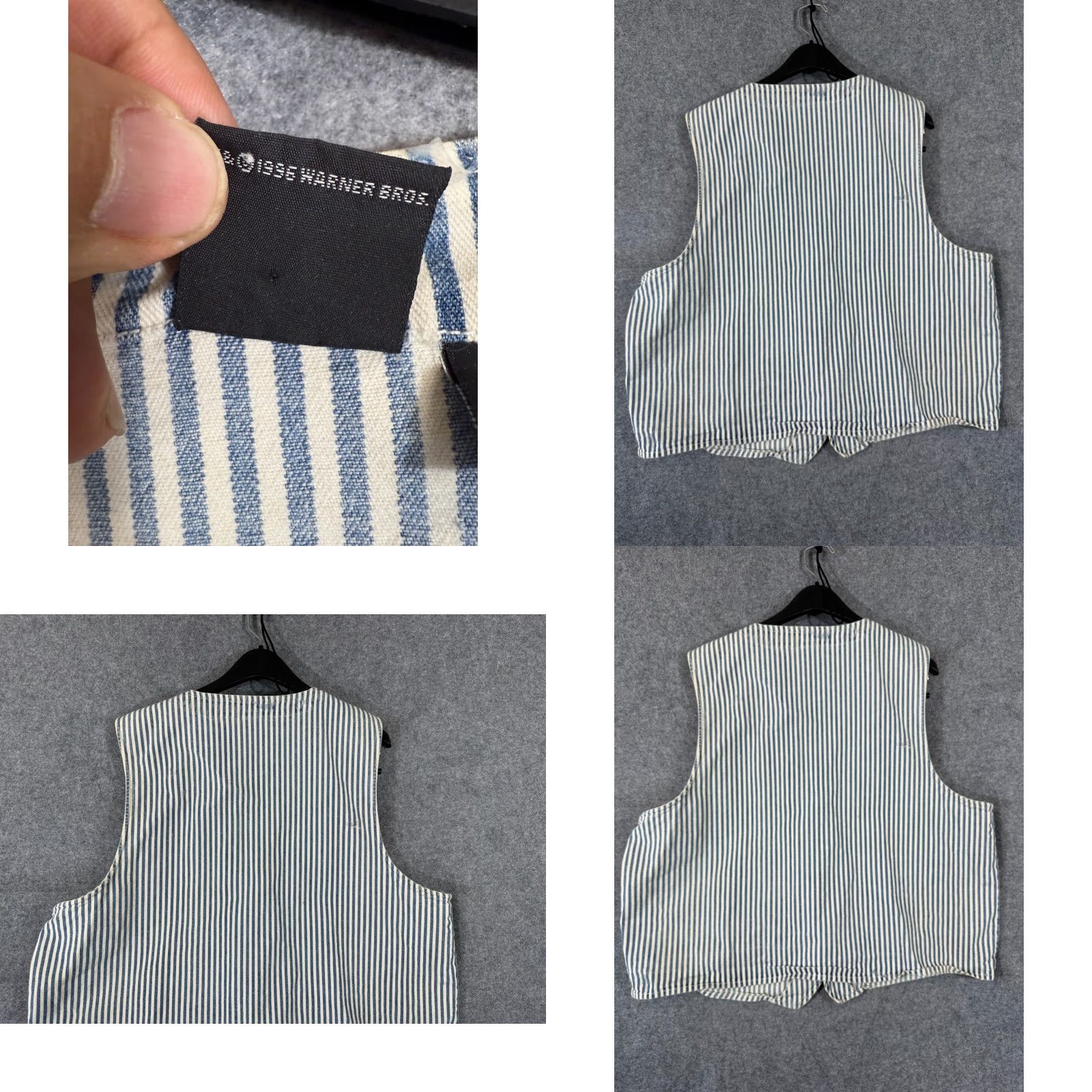 Vintage VINTAGE Warner Bros. Denim Vest Womens 2XL Blue White Striped Taz & Tweety 1996 Casual Vest Womens 2XL Blue White Striped Cartoon 90s Mens/ Womens Size XXL / US 16-18 / IT 52-54 - 8 Thumbnail