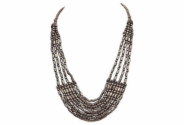 Designer India Style White Metal Bead Necklace Size ONE SIZE - 1 Thumbnail