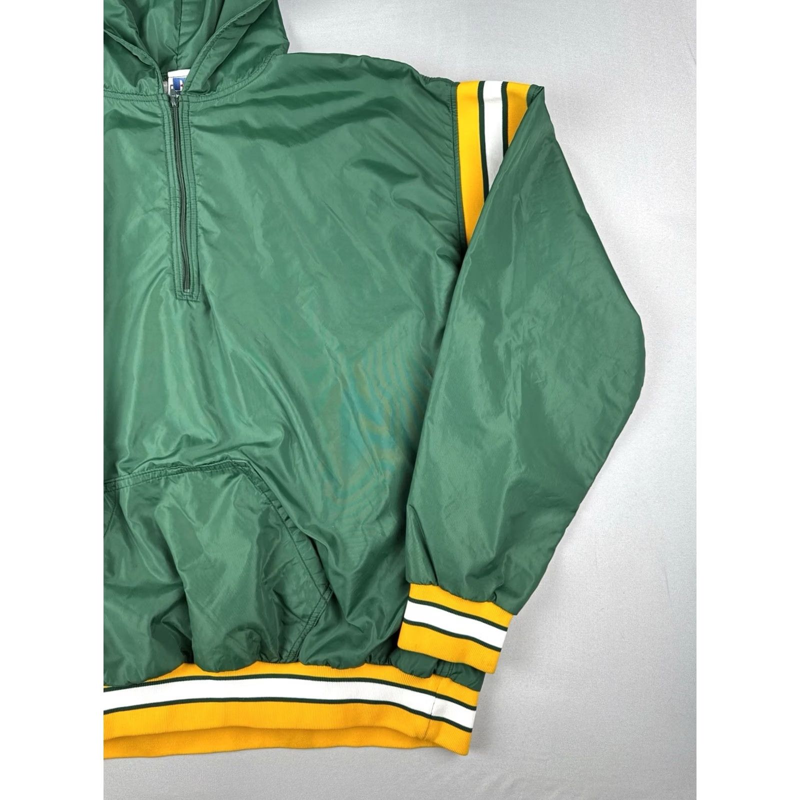 Russell Athletic VINTAGE Russell Athletic Windbreaker Jacket Green Yellow USA XL Pullover 90s Mens Size US XL / EU 56 / 4 - 3 Thumbnail