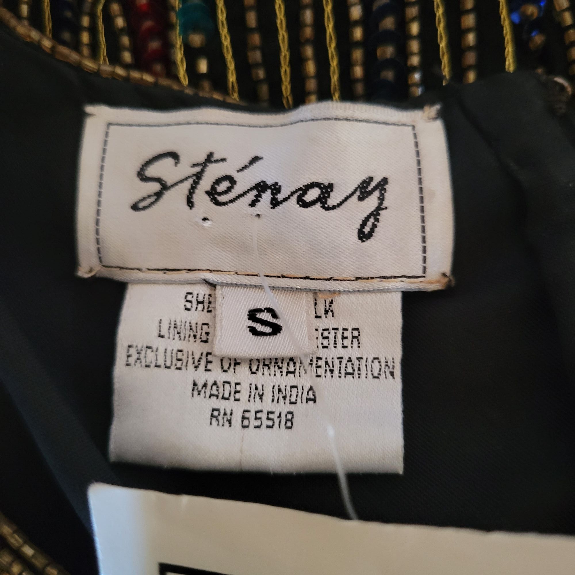 Other Stenay S Silk Rainbow Beaded Black Top Short Sleeves Sequins Size S / US 4 / IT 40 - 2 Thumbnail
