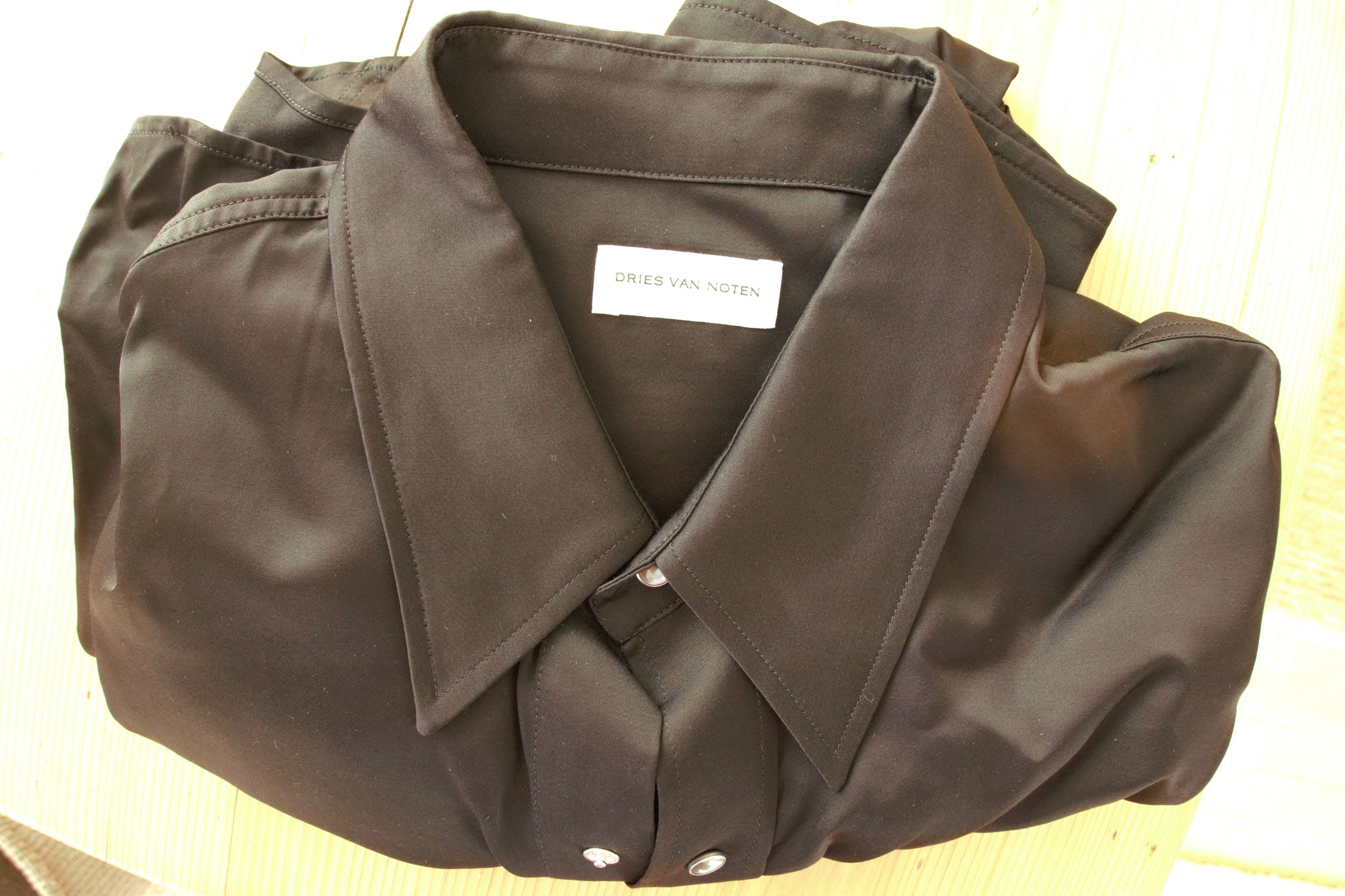image of Dries Van Noten Satin Western Shirt in Black, Men's (Size Medium)