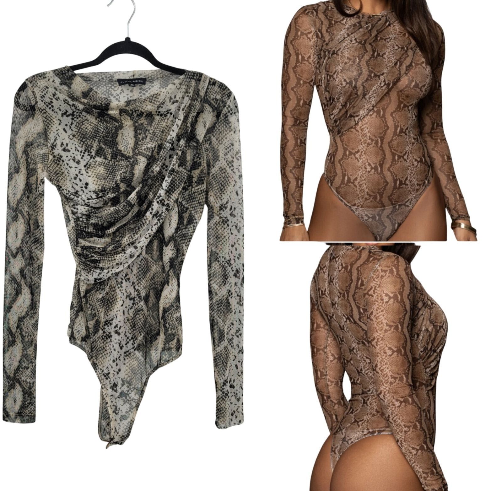Designer JLuxlabel Snake Long Sleeve Wrap Bodysuit Leggings Set Sz M Size M / US 6-8 / IT 42-44 - 2 Thumbnail