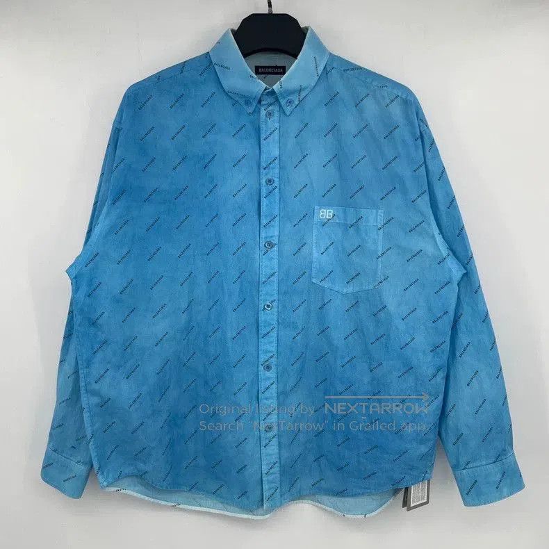 Balenciaga Balenciaga Blue Printed Shirt. Size US M / EU 48-50 / 2 - 1 Thumbnail