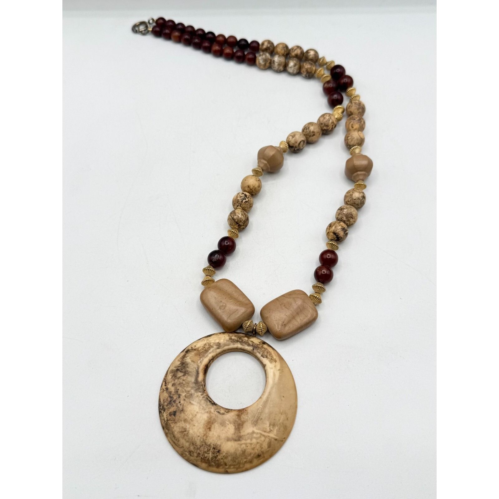 Vintage Vintage 80s Wood Plastic Long Beaded Pendant Necklace Size ONE SIZE - 3 Thumbnail