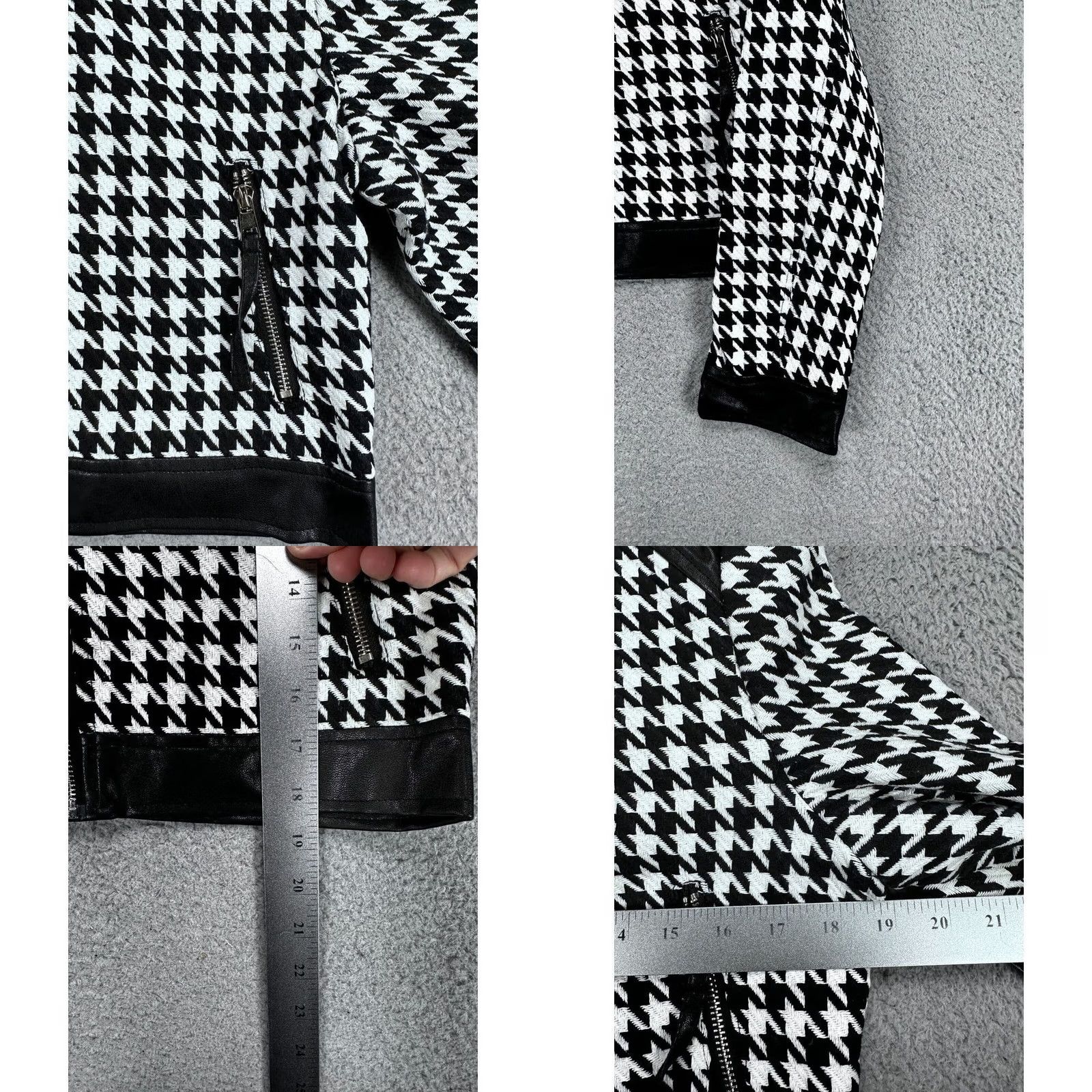 Vintage Venti6 Jacket Womens M Black Houndstooth Full Zip Coat Ladies NEW Size M / US 6-8 / IT 42-44 - 8 Thumbnail