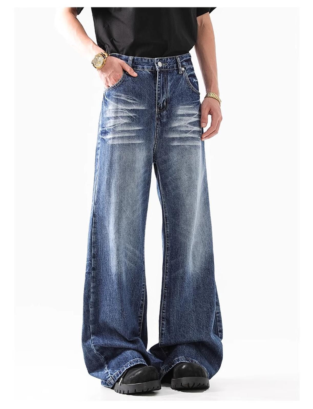 Japanese Brand Wide-Leg Washed Denim Jeans Size US 32 / EU 48 - 2 Thumbnail