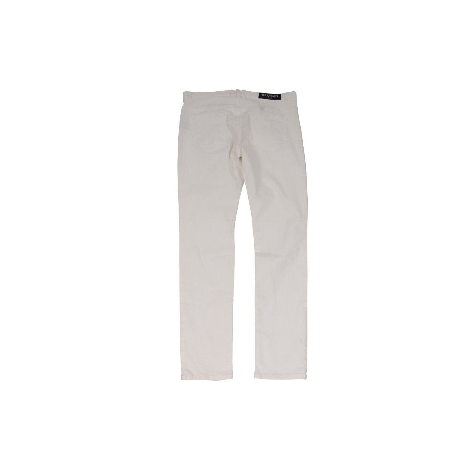 Balmain Slim Jeans White 5 Pocket Denim Size US 33 - 2 Thumbnail