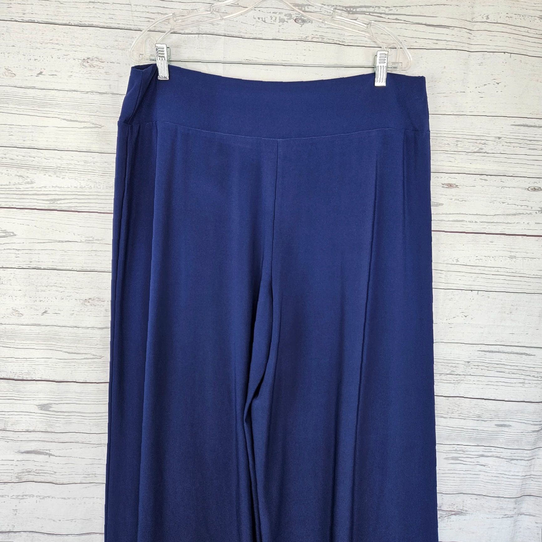 NIC+ZOE NIC+ZOE Womens Cropped Wide Leg Pants XL Solid Blue Pull On High Rise Size 40" / US 18 - 4 Thumbnail