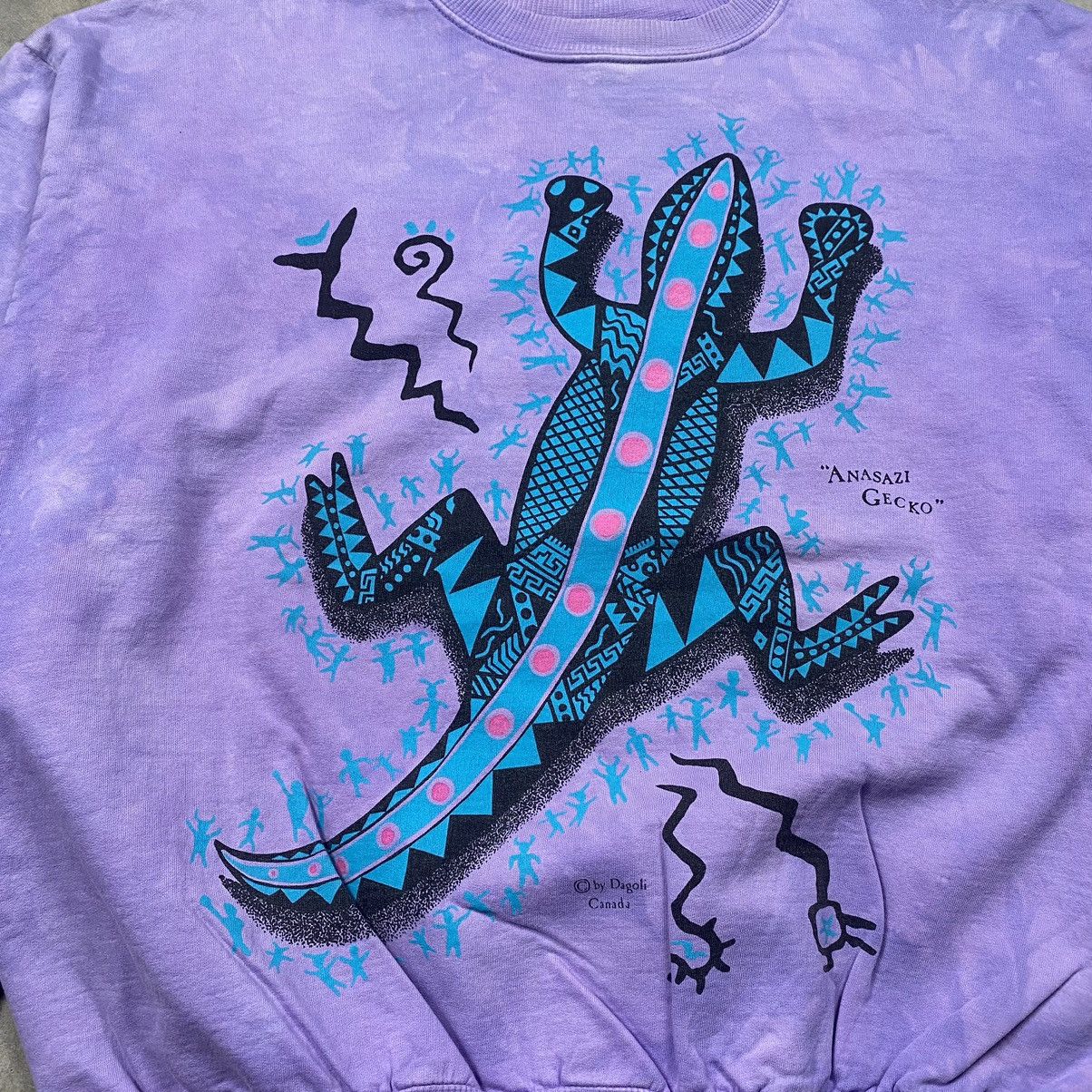 Vintage Rare 90s Dagoli Ancient Cave Art Gecko Surf Boxy Crewneck Size US L / EU 52-54 / 3 - 2 Thumbnail
