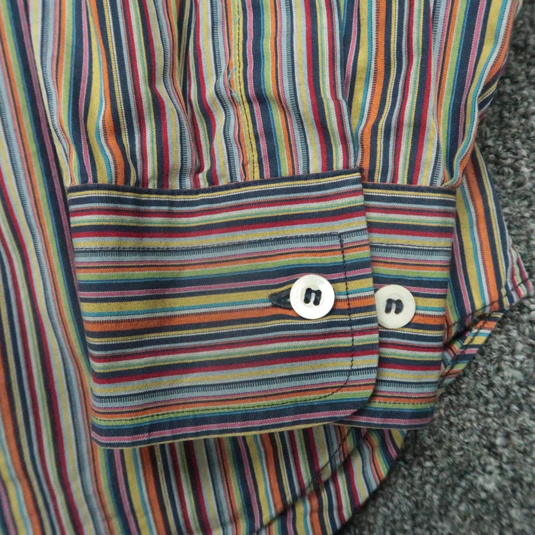 Brioni Brioni Shirt Mens 2XL Blue Orange Striped Long Sleeve Button-Down Italy Size US XXL / EU 58 / 5 - 6 Thumbnail