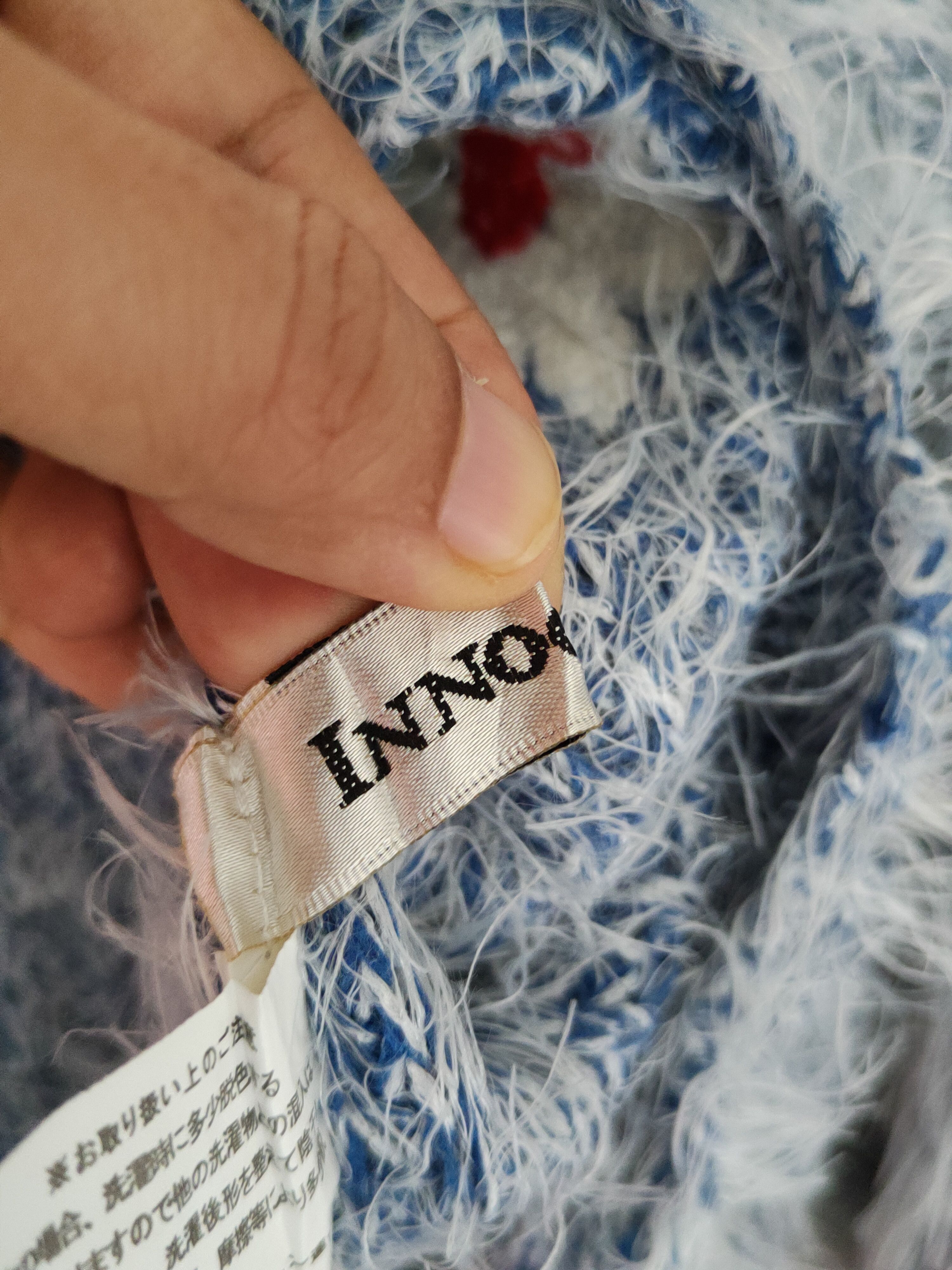 Homespun Knitwear Innocente White Blue Shag Shaggy Fur Mohair Knitwear #S1966 Size M / US 6-8 / IT 42-44 - 13 Thumbnail