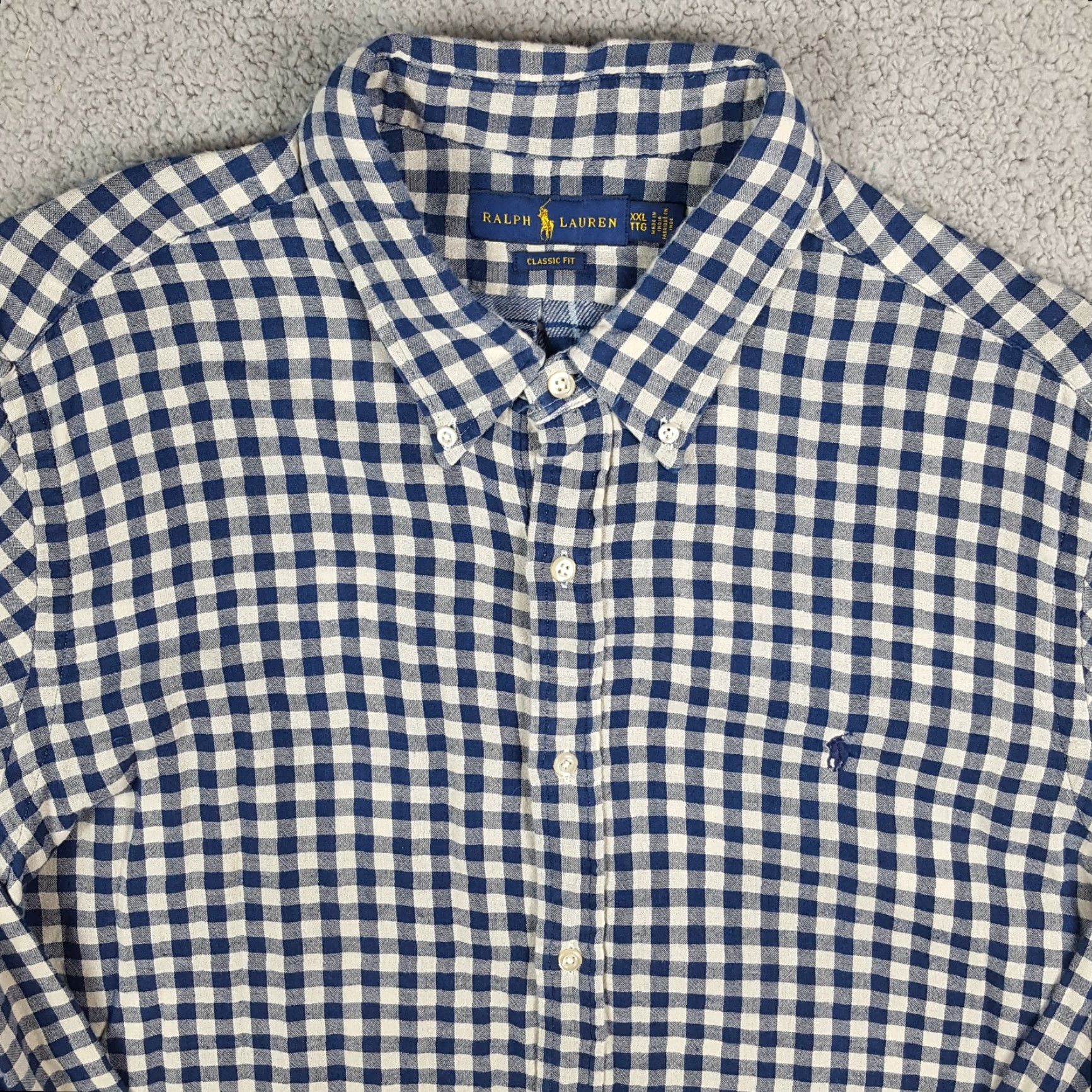 Ralph Lauren VINTAGE Ralph Lauren Button-Up Shirt Plaid Flannel Gingham Mens 2XL Blue Cotton 90s Preppy Collar Shirt Mens Size US XXL / EU 58 / 5 - 2 Thumbnail