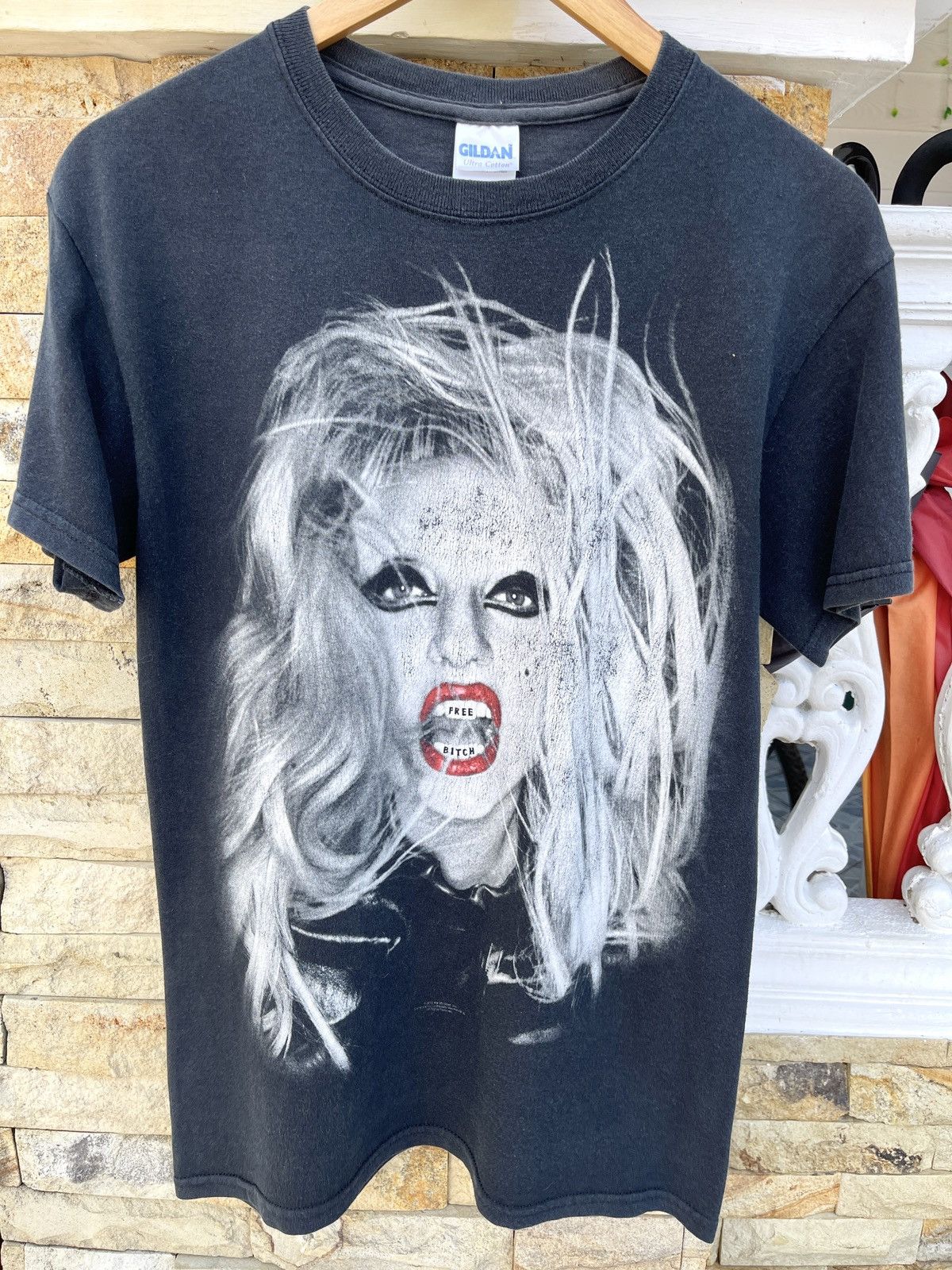 Last Drop🔥Rare🔥SUN FADED Lady Gaga Free Bitch T Shirt