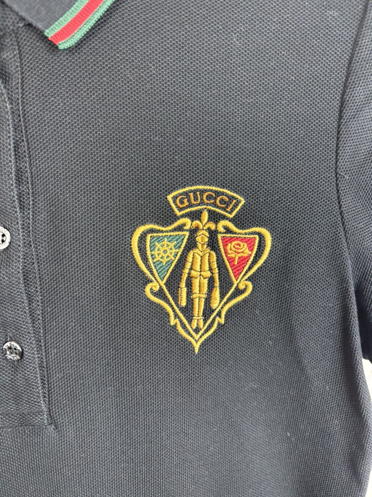 Gucci Gucci Black Honeycomb Knit Crest Logo Polo Shirt Black XS Size XS / US 0-2 / IT 36-38 - 3 Thumbnail