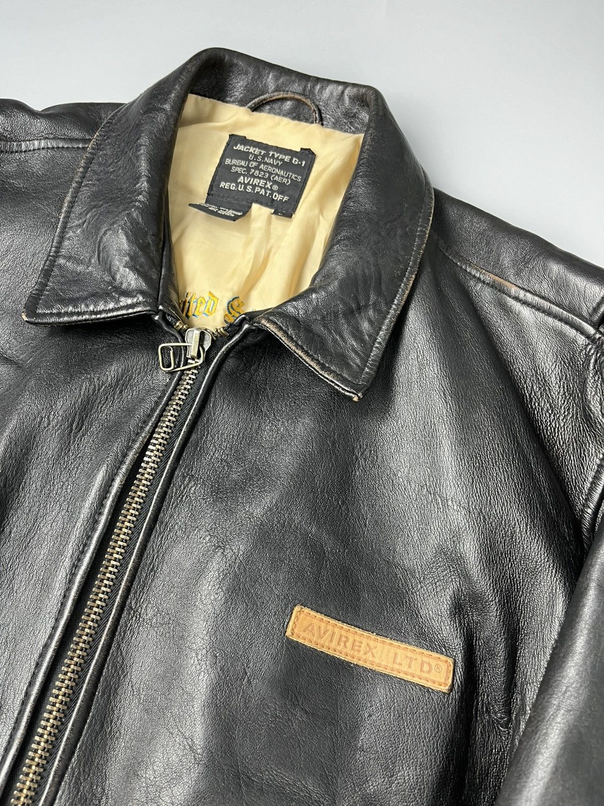 Avirex × Leather Jacket × Made In Usa Vtg 80's DISTRESSED