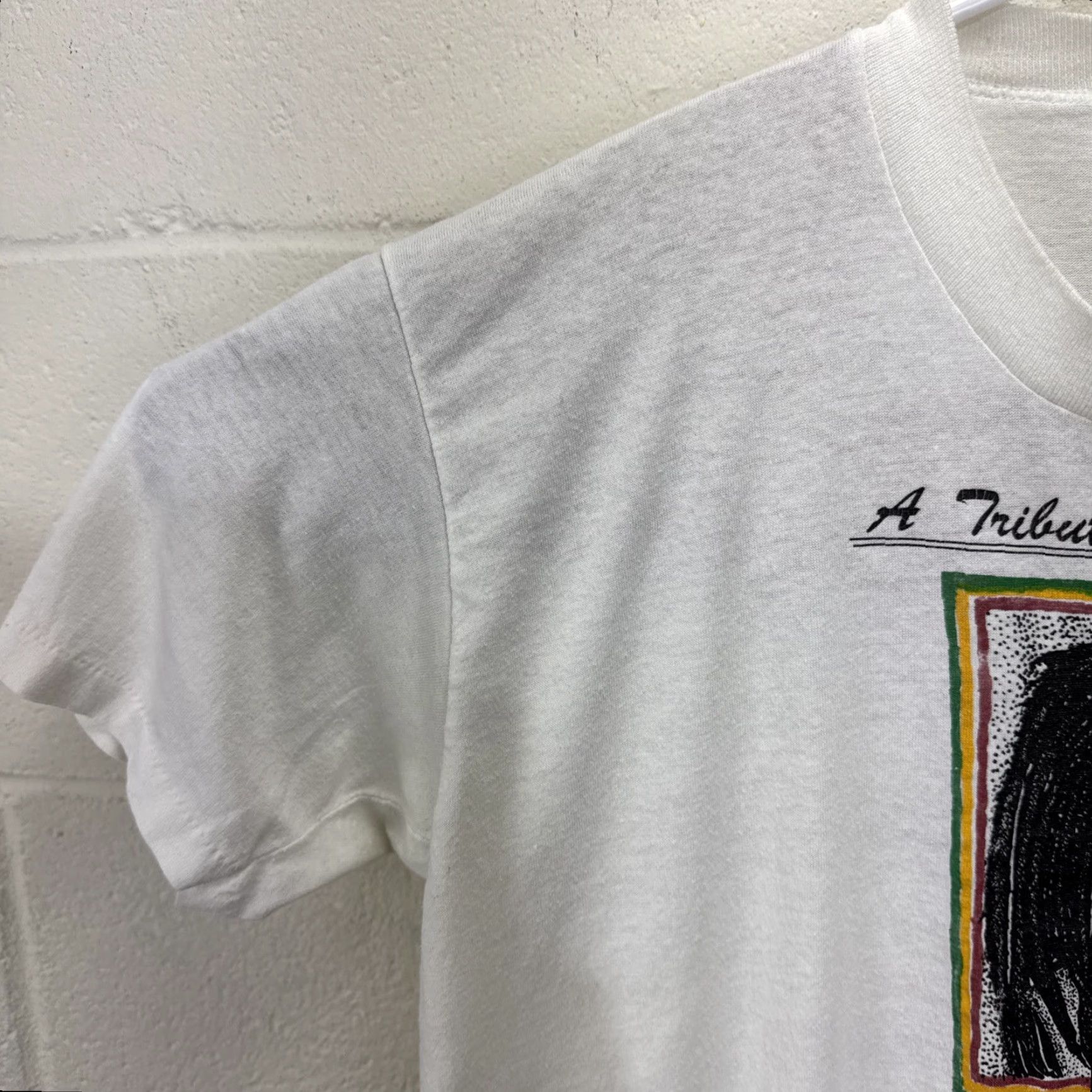 Jerzees VINTAGE Bob Marley T-Shirt 1986 U-Roy Rastafari Graphic Tee Mens Large White 80s Size US M / EU 48-50 / 2 - 5 Thumbnail