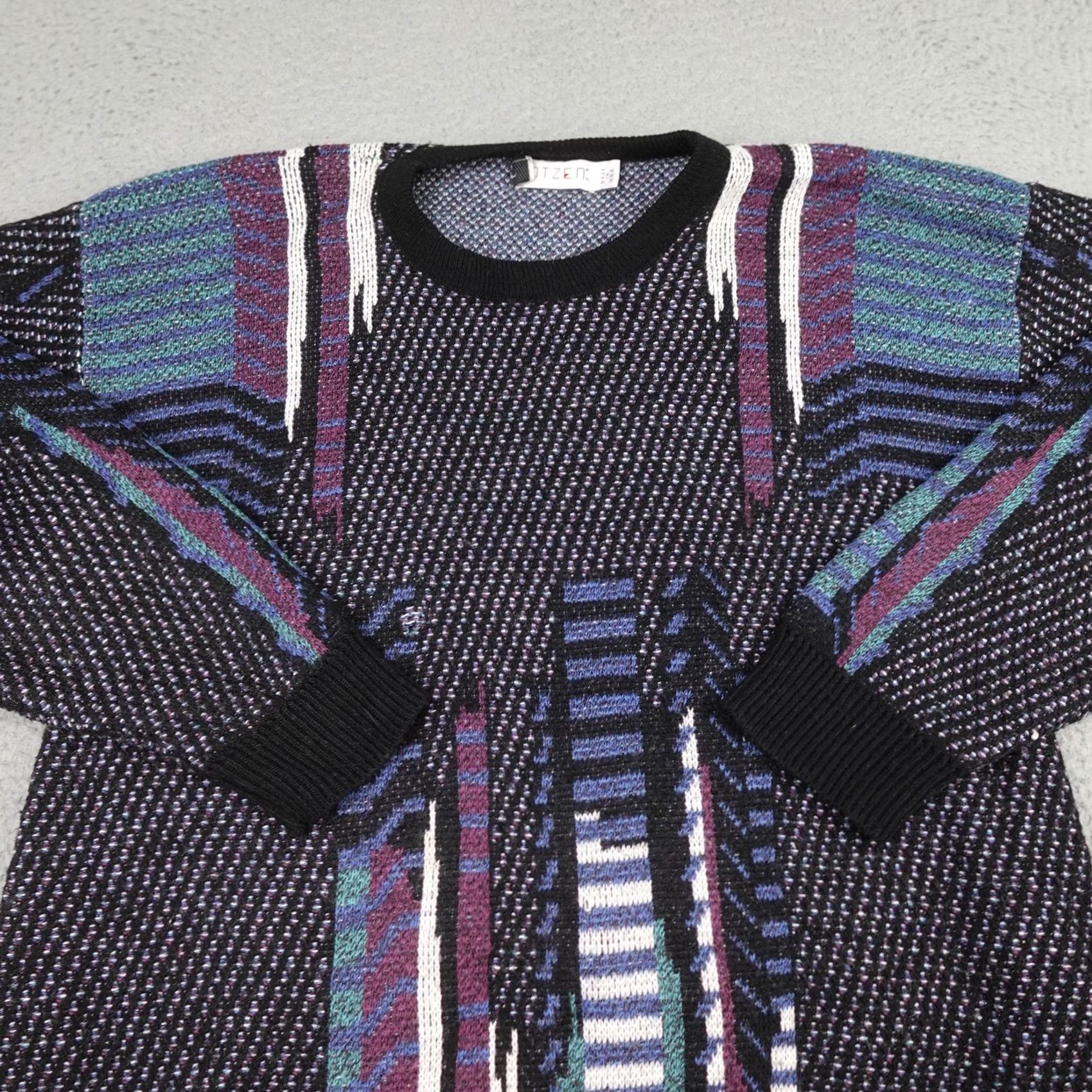 Jantzen Vintage Jantzen Sweater Mens XL Black Geometric 3D Knit Pullover Made USA 90s Size US XL / EU 56 / 4 - 3 Thumbnail