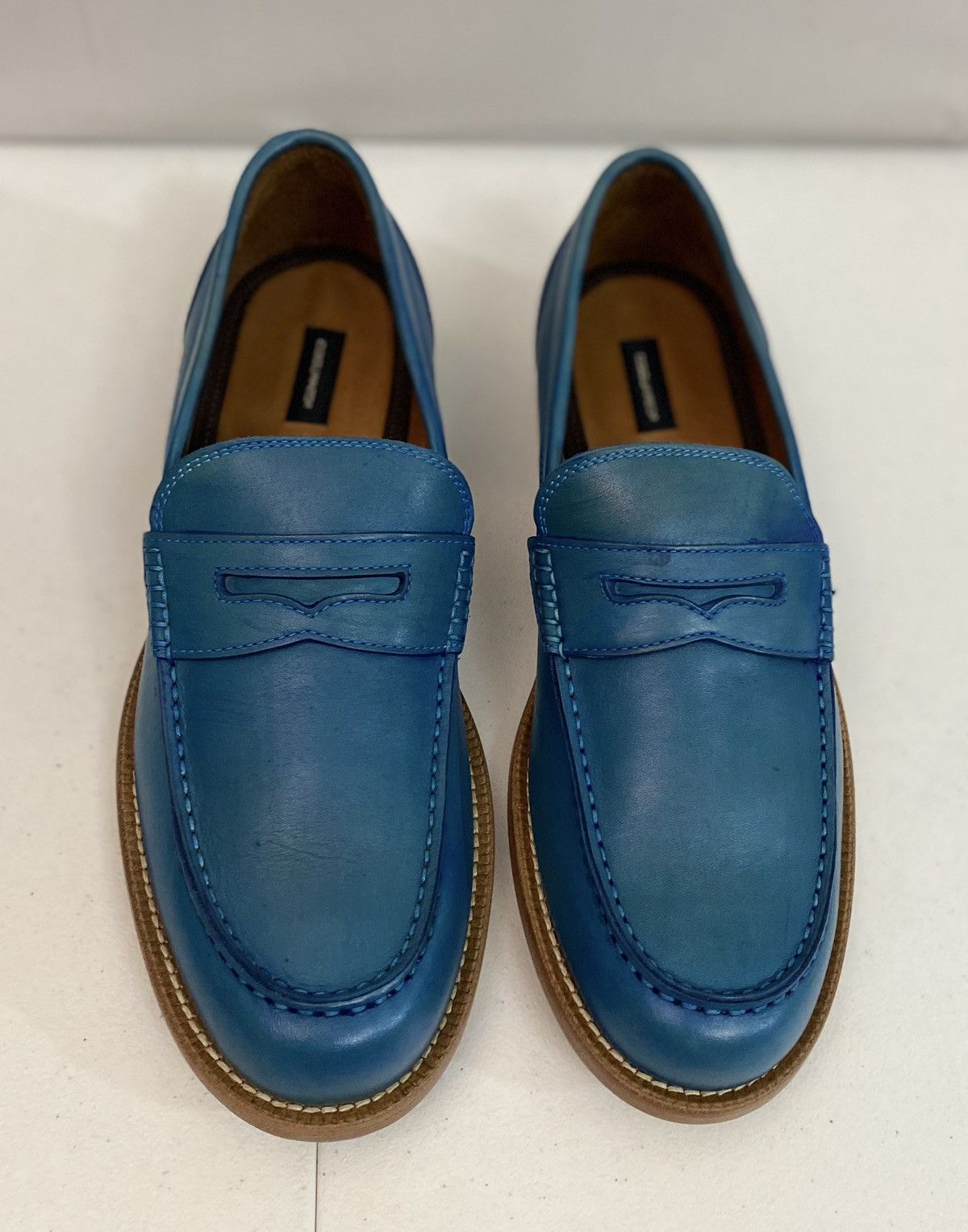 Dsquared2 Dsquared2 🇮🇹 Blue Leather Ivy League Penny Loafer 8.5 NEW Size US 8.5 / EU 41-42 - 3 Thumbnail