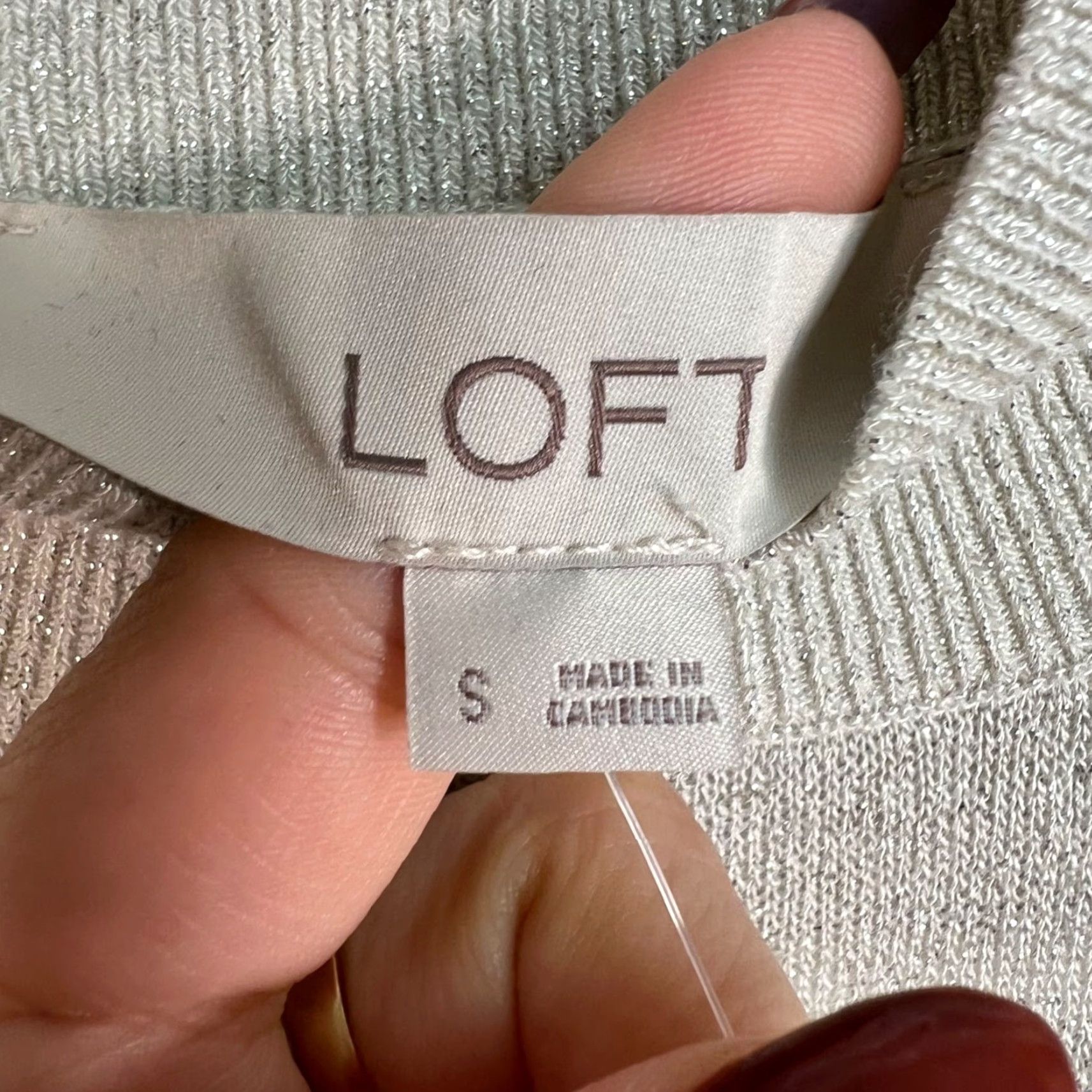 Loft VINTAGE Loft Womens Small Metallic Beige Mock Neck Long Sleeve Sweater NEW! Size S / US 4 / IT 40 - 3 Thumbnail
